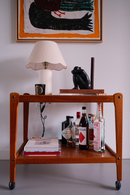 chariot de bar vintage en teck