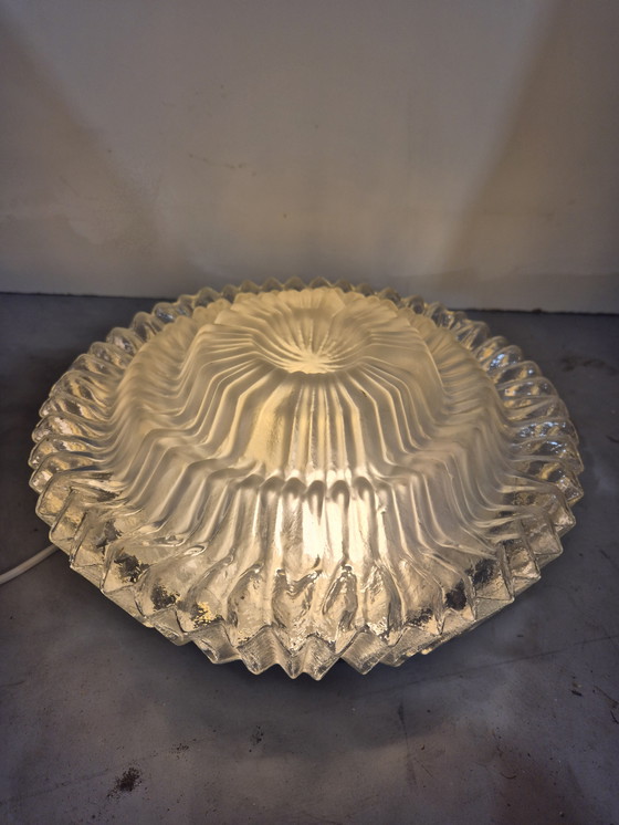 Image 1 of Vintage grote plafonierre frosted glass