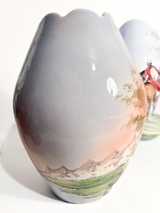 Paire de vases en céramique Castelli peints à la main, années 1950 – Ceramic (photo 10 of 13)