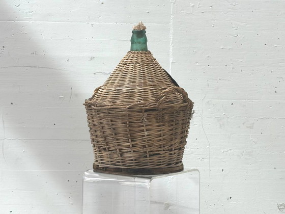 Image 1 of Italienischer Glasballon im Korbgeflecht, Mitte 20. Jahrhundert