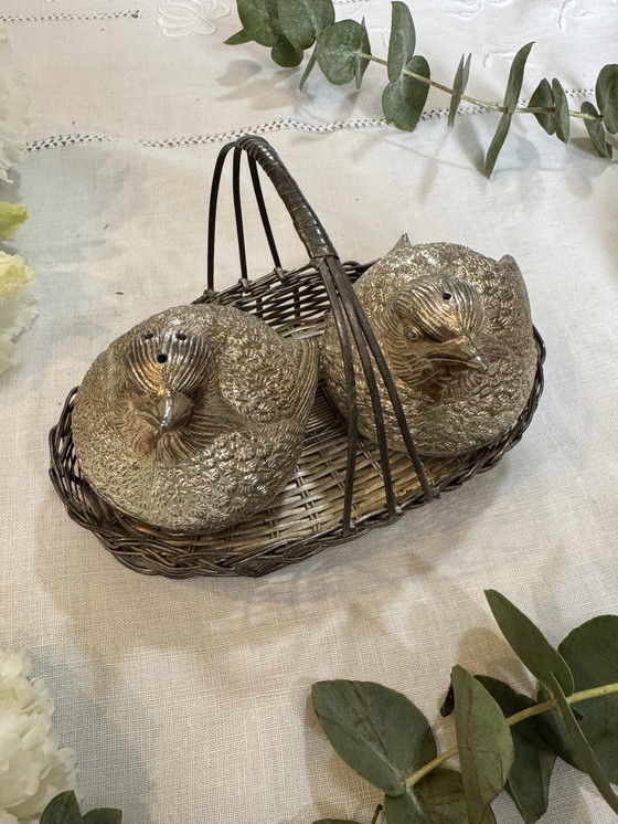 Image 1 of Salt and pepper shakers for quail birds