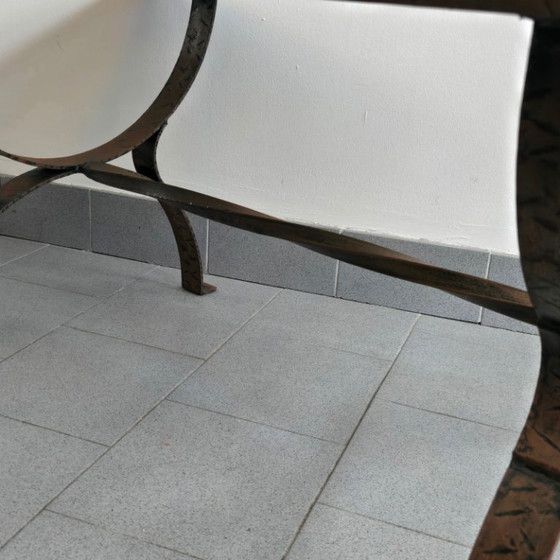 Image 1 of Vintage 1960s Brutalist Coffee Table in Metal, Glass & Stained Glass