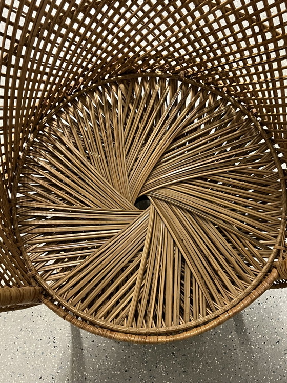Image 1 of Sedia vintage in rattan a forma di pavone / Stile Rohé Noordwolde / Anni '60-'70 / Sedia a pavone