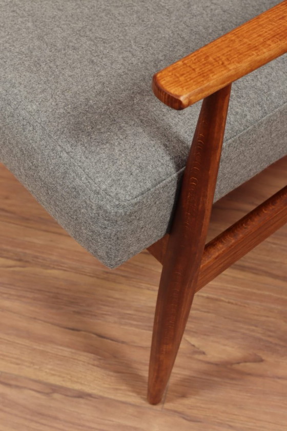 Image 1 of Fauteuil Lounge Vintage en Tissu de Laine Graphite Design Mid-Century, 1960