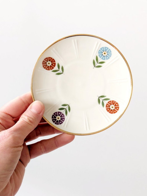 Image 1 of Set 4 Onderzetters + 1 Koekjesbord 1960 Bloemen Decor | Winterling Röslau Bavaria Porselein