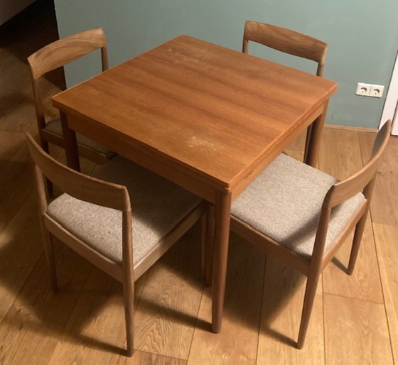 Image 1 of 4 x wooden chair, vintage 1960s, (modeled after) Lübke