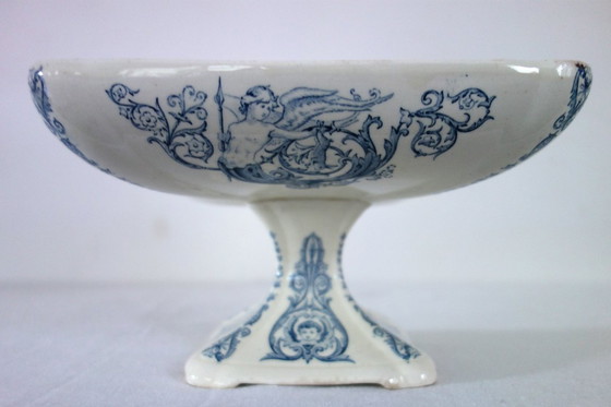 Image 1 of Large Renaissance-style ironstone compote dish from Clairefontaine, 19th century.