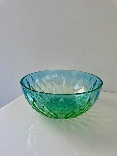 Image 1 of Cuenco de vidrio con diseño | Degradado azul-verde | Acabado pulido | Ø 23 cm