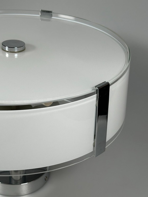 Image 1 of Plafondlamp uit de jaren 70/80 van Honsel Leuchten Duitsland, glas, chroom, Space Age