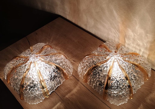 RARE! Sculptural pair of Mid-Century Studio Glass Lamps – Space Age 1960s/70s