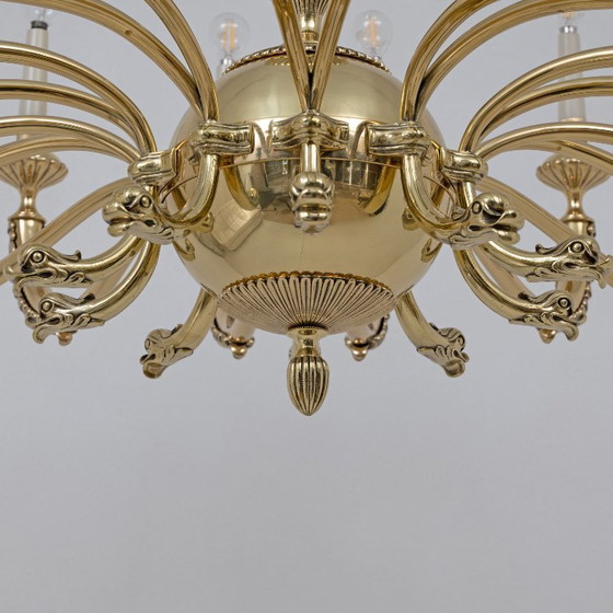 Image 1 of Italian Neoclassical Style 20-Light Brass Chandelier, 1950s