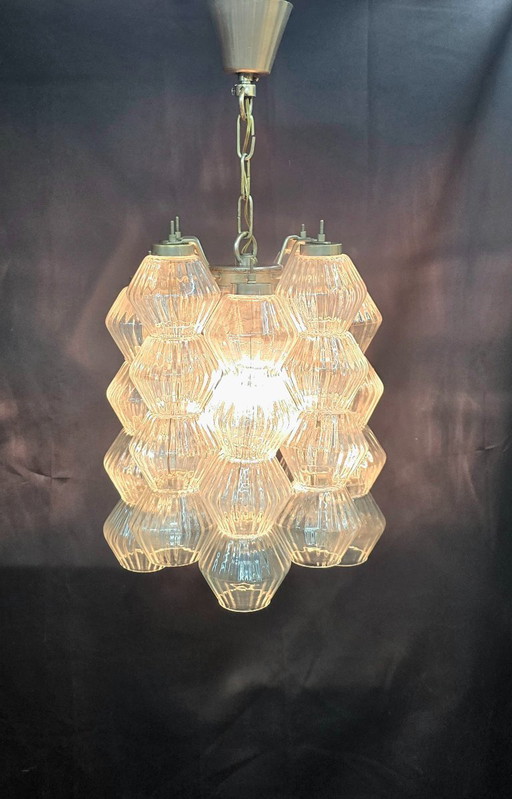 Vintage chandelier by Carlo Scarpa for Venini Murano in blown glass - Italy 1960/70