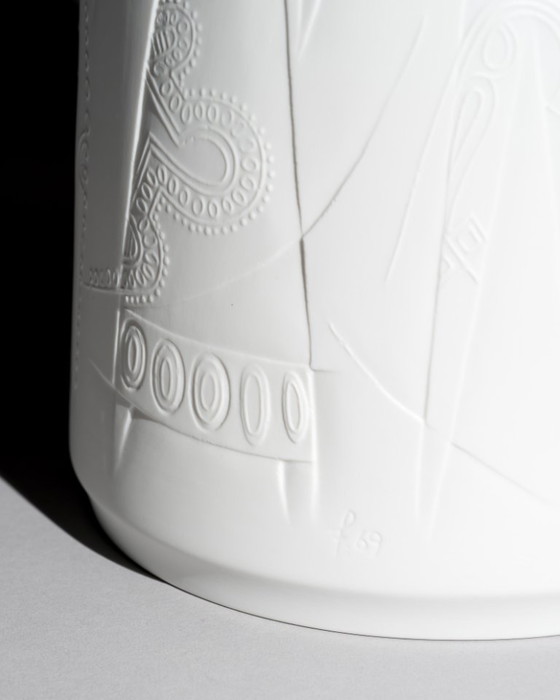 Image 1 of Zeldzame CUNO FISCHER Hutschenreuther Bisque porseleinen Vloervaas 1969 H33cm D21cm