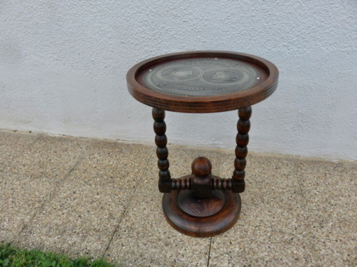 J. Arneguy, signé, rare ancien guéridon du Pays Basque, art déco, années 30