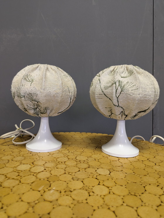 Image 1 of Set 2 vintage nachtlampjes wol/ kunststof