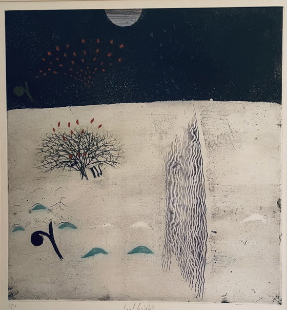 Triptyque rare - Gravures en couleurs signées à la main par Pavel Sukdolák (1925–2022) – Objets d'art, Glass (photo 5 of 8)