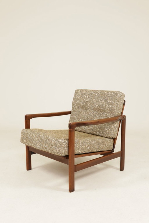 Scandinave modern longue chair green granola 1960 design by Z.Baczyk