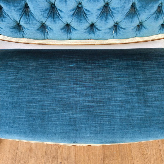 Image 1 of Banc de boudoir vintage brocante rococo Queen Ann hall banc