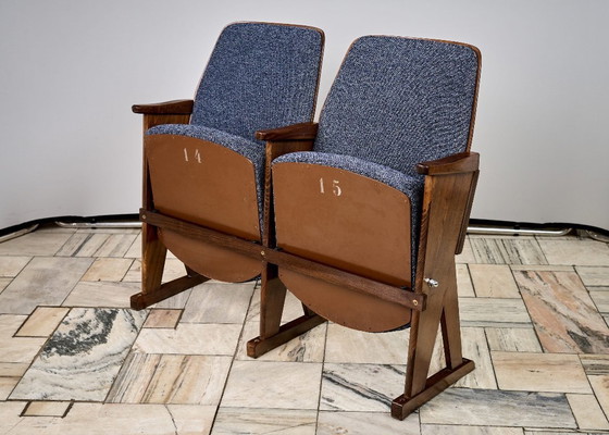 Image 1 of Vintage Blue Folding Cinema Chairs, 1970s Czechoslovakia