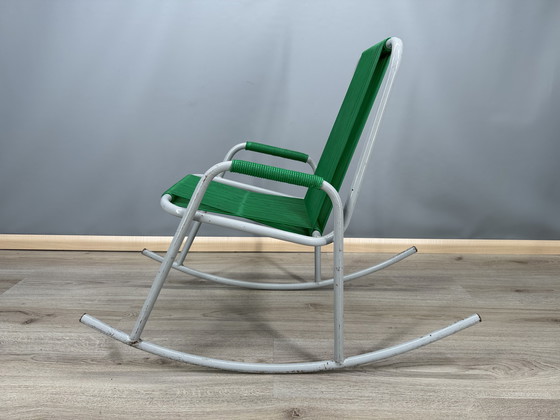 Image 1 of Sedia a dondolo vintage con corda verde