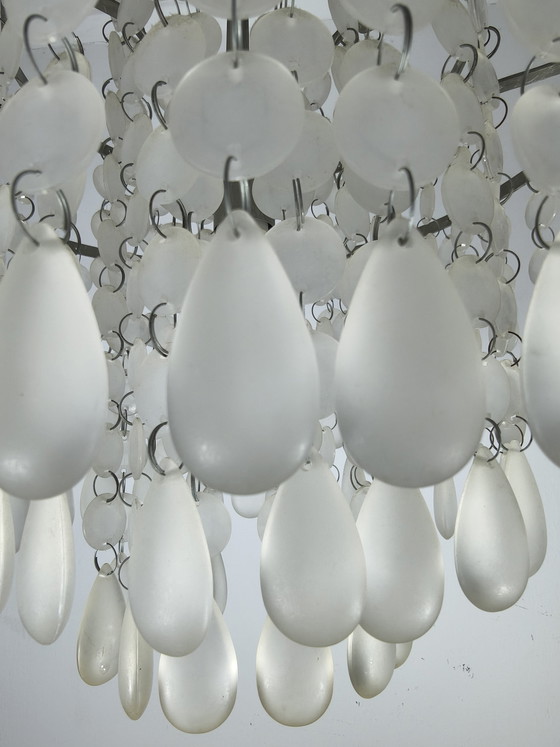 Image 1 of Lampadario vintage con gocce di vetro - 34x72 cm