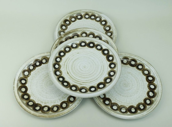 Image 1 of 5 dinner plates ceramano gala sepia esthetique tique gerda heuckeroth 1970s