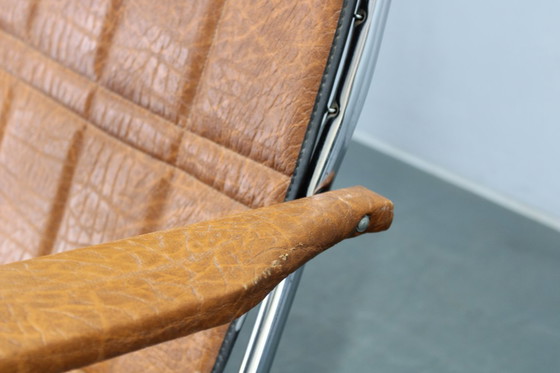 Image 1 of Sedia da salotto pieghevole italiana degli anni '70 con rivestimento in similpelle