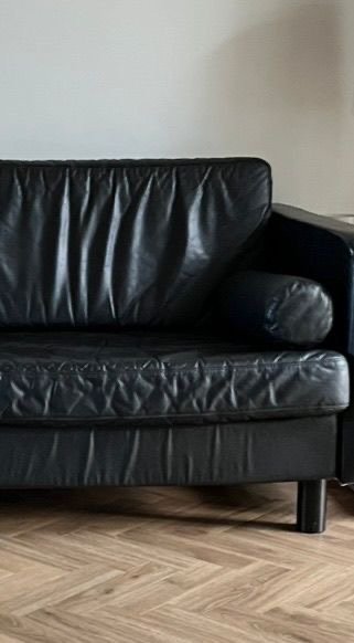 Image 1 of Sofá de cuero negro de diseño Touché