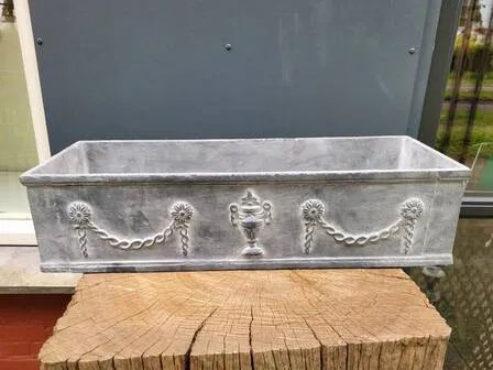 Grote Franse gietijzeren plantenbak, Grijs, Vintage (foto 4 van 7)