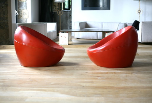 Paar Sessel im „Space-Age“-Stil, Fiberglas, 1960er Jahre – fauteuils