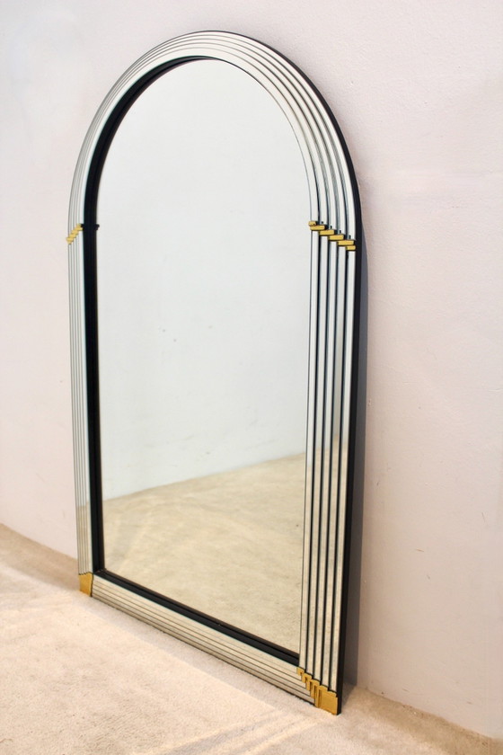 Specchio ad arco stratificato con dettagli in ottone di Deknudt Belgium (foto 10 di 10)