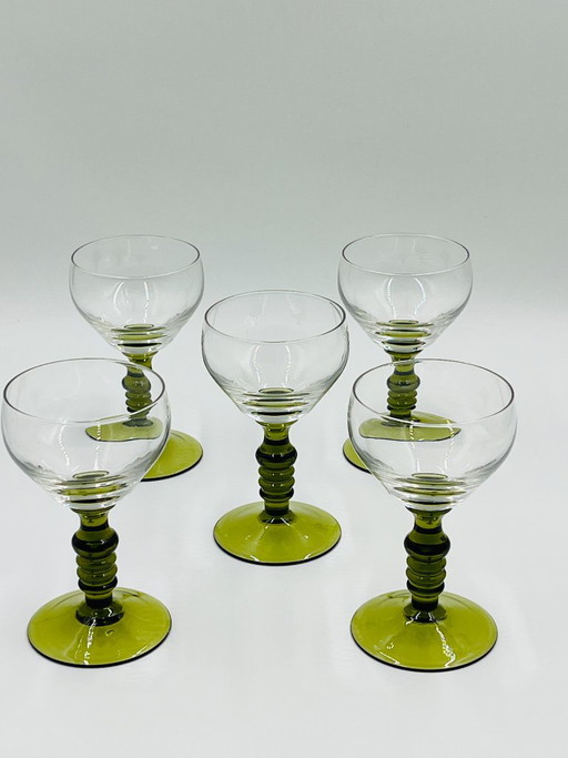 Set of 5 Alsace Roemer Wine Glasses