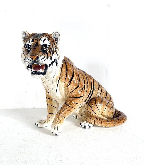 Image 1 of Vintage Italian ceramic tiger '60s