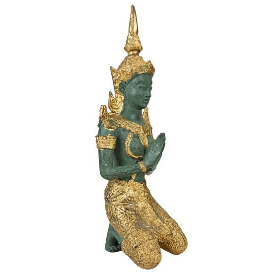 Set Guardiani del Tempio Thai Thepanom – Coppia di Figure Patinate Oro – Sculture (photo 2 of 21)