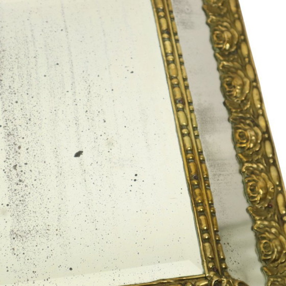 Image 1 of Miroir à coussin ancien Miroir Repousse France