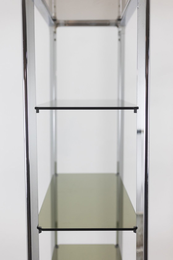 Image 1 of Pair of Shelves with 6 Shelves, Chromed Metal Frame, 1970s