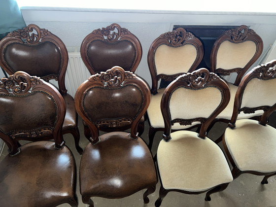 8 barocke Esszimmerstühle – Leder, Samt (photo 4 of 15)