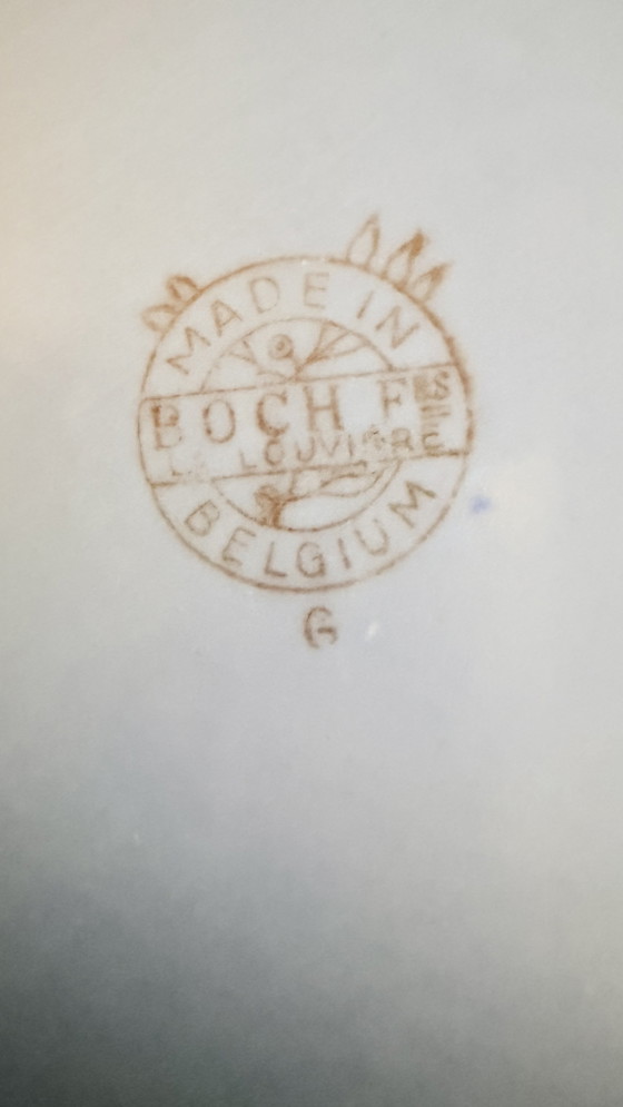 Image 1 of Antike Boch Frères La Louvière Platte – zeitloses blaues Dekor