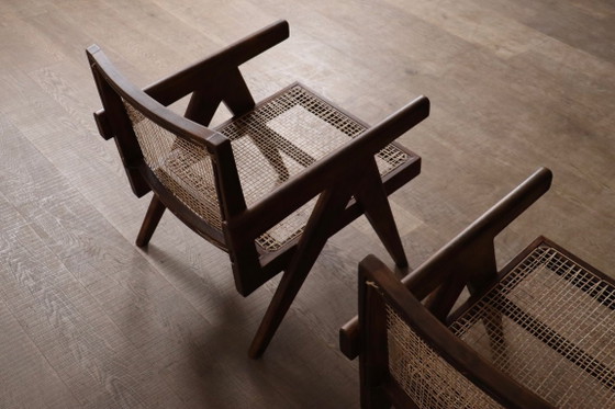 Fauteuils de salon Pierre Jeanneret PJ-SI-29-A en teck et rotin, années 1950 – Wood, Vintage (photo 13 of 16)