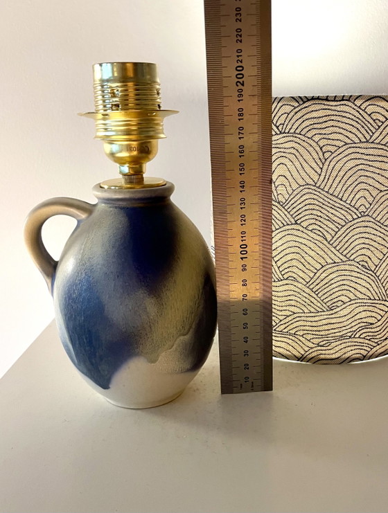 Image 1 of Piccola lampada wireless in ceramica tedesca occidentale con paralume giapponese.