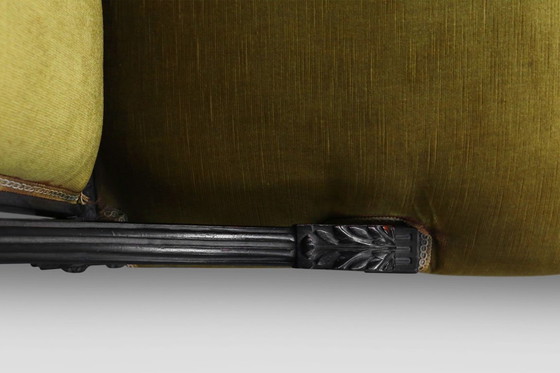 Image 1 of Fauteuil en bois noir et velours de style Empire, années 1850
