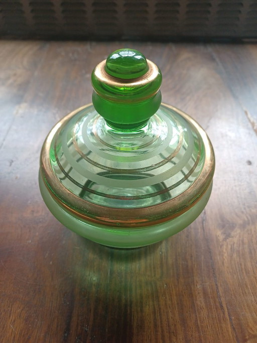 Booms Glass Art Deco Powder Box - Perfect – decoratieve objecten, Gold