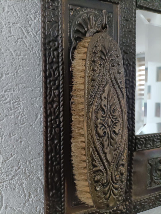 Image 1 of Vintage Hallway Mirror with Clothing Brushes