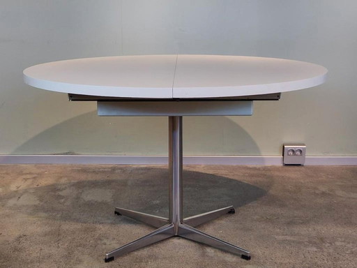 Table de salle à manger vintage Pastoe (Blanc) ovale extensible