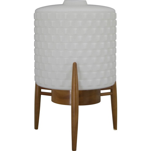 Vintage wood and glass table lamp by Uluv, Czechoslovakia 1960s