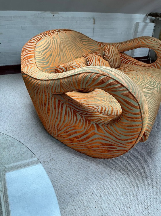 Bretz slow rider (four-seater sofa) vintage, 3-5 seaters, Textile, Metal, Orange, Design (photo 11 of 12)