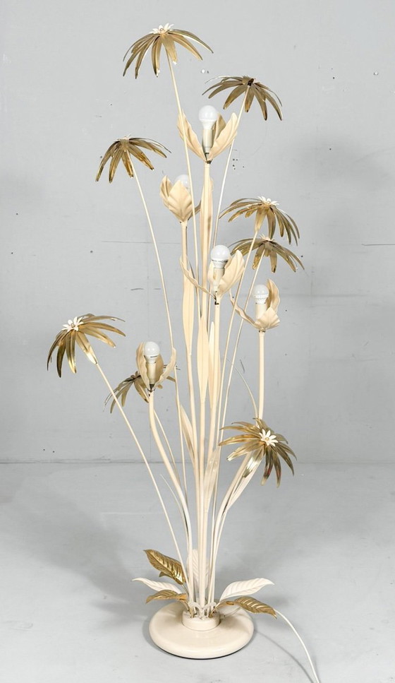 Image 1 of Lámpara de pie floral, estilo Hollywood Regency, años 70