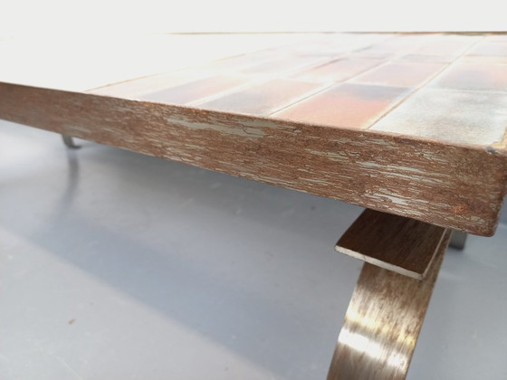Image 1 of Vintage coffee table by Jean Gregorieff for Roche Bobois in ceramic and steel from the 60s and 70s