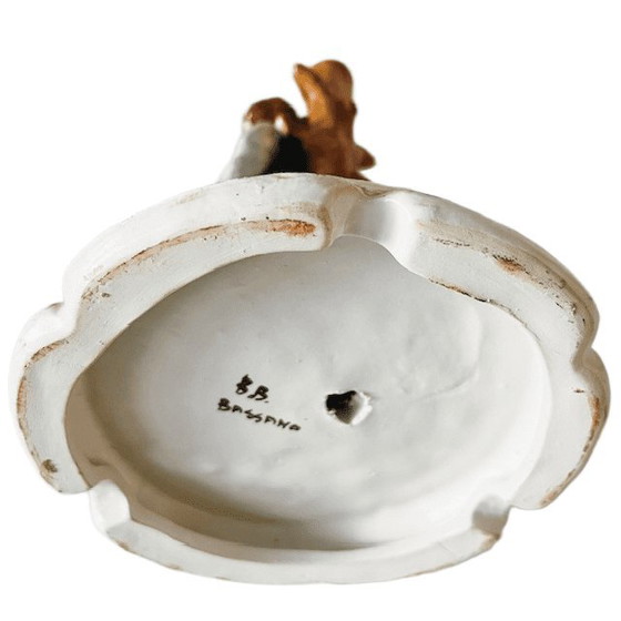 Image 1 of Vintage mid-century Italian Bassano sculpture of a young man with fruit, 1950s, signed