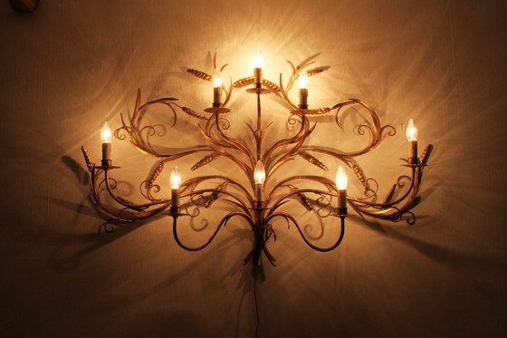 Image 1 of Imposante applique murale Hans Kögl, 8 feux, 70’s.